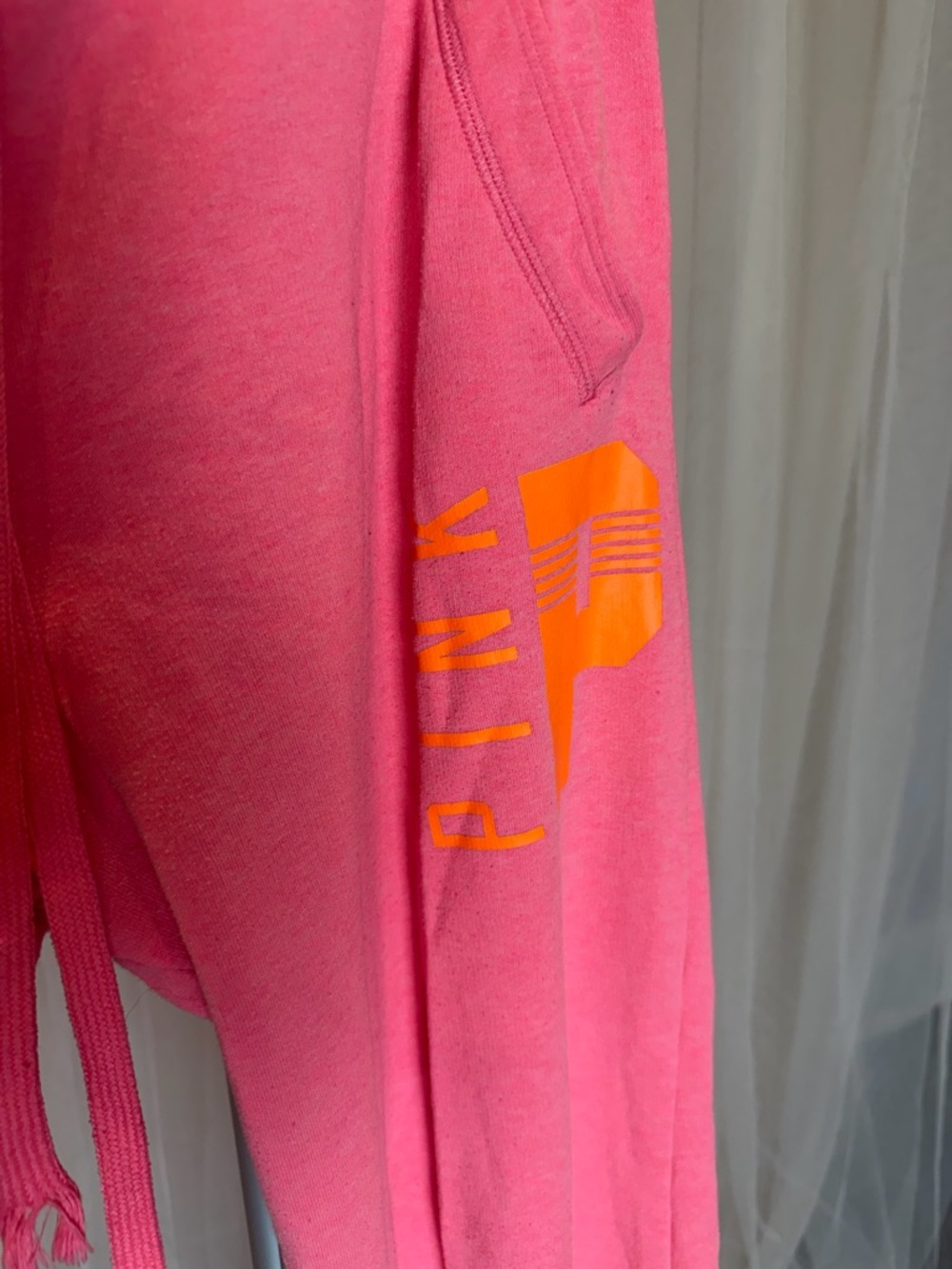 PINK Victoria’s Secret Neon Pink Sweatpants Size Medium – Wide Leg Lounge Pants - Picture 2 of 5